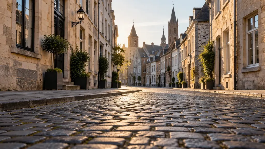 Kasseien in een straat in Maastricht